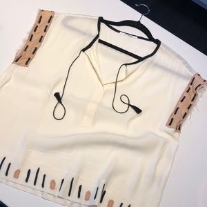 Pomandère Italy top cream black top blouse